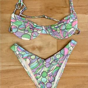 Frankie’s Bikinis Colorful Geometric Bikini Set